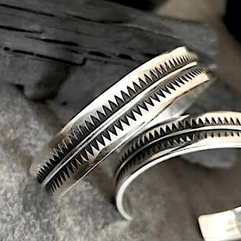 Minimalist Tooth Sterling Silver Cuff Bangle Bracelet